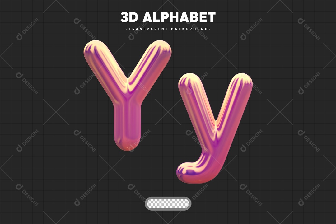 Letra Y Elemento 3D Rosa para Composição PSD