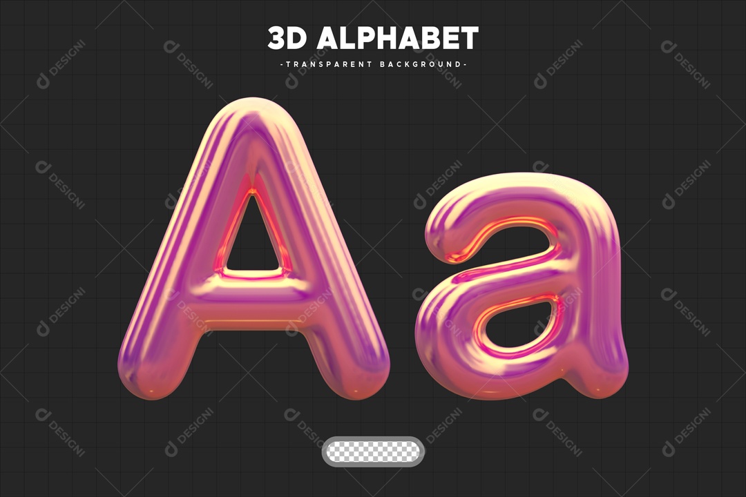 Letra A Elemento 3D Rosa para Composição PSD