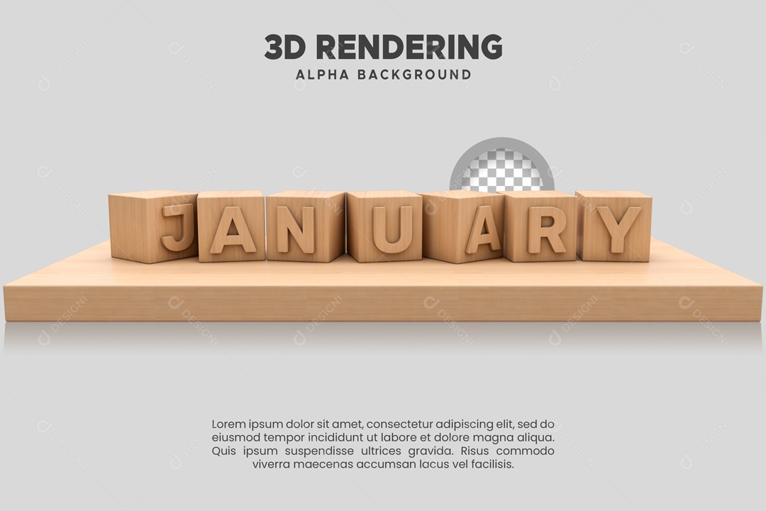 Janeiro Selo 3D para Composição PSD