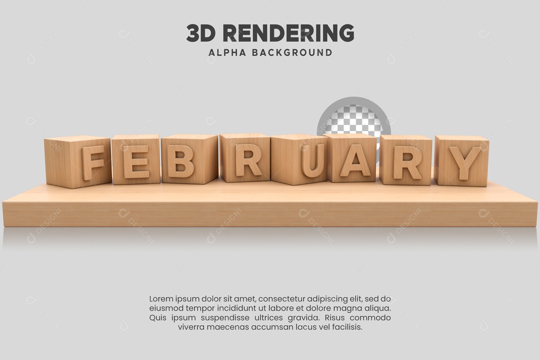 Fevereiro Selo 3D para Composição PSD