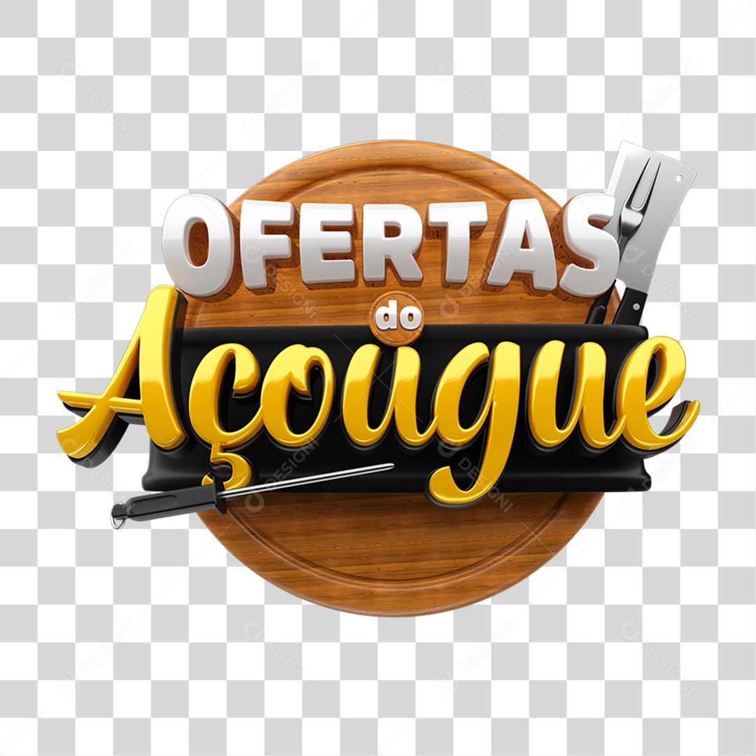 Ofertas do Açougue Selo 3D para Composição PNG Transparente
