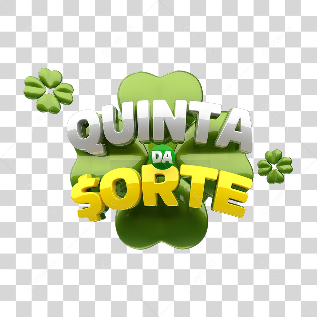 Quinta da Sorte Selo 3D Verde e Amarelo para Composição PNG Transparente