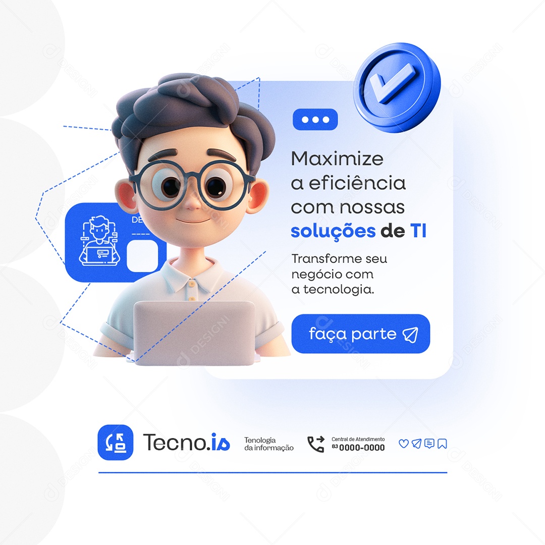 Maximize a Eficiência com Nossas Soluçõs de TI Social Media PSD Editável