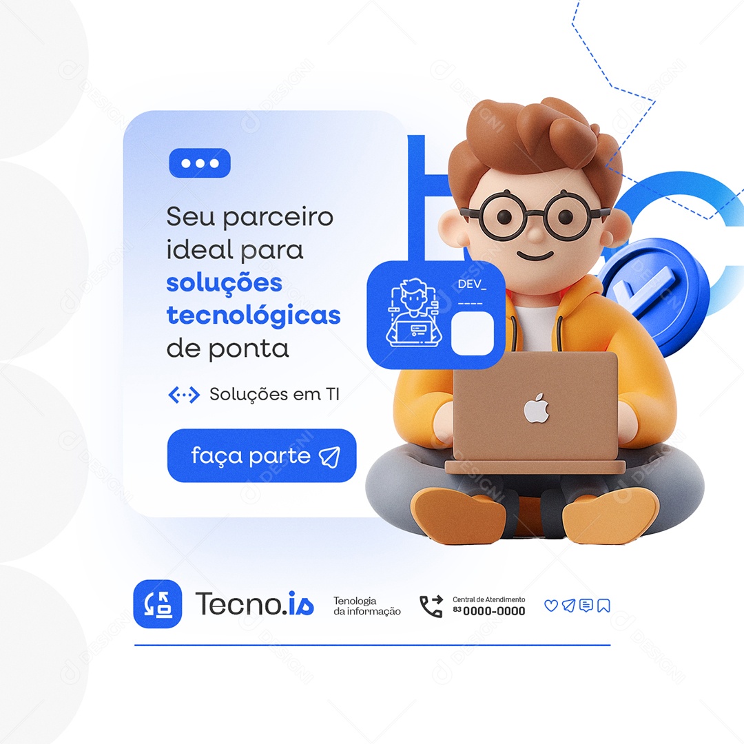 TI Seu Parceiro Ideal para Soluções Tecnológicas de Ponta Social Media PSD Editável