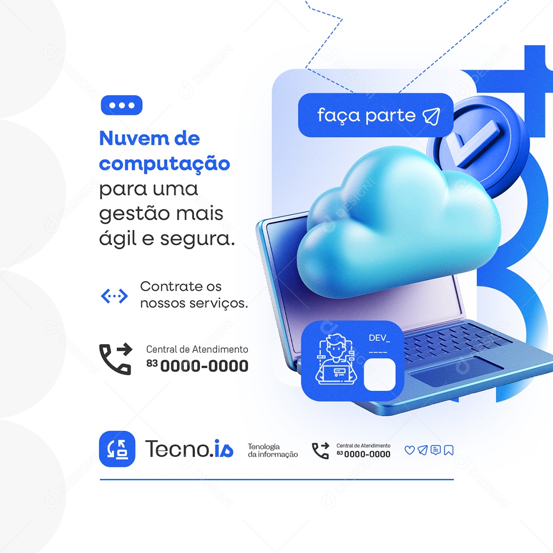 TI Nuvem de Computação Social Media PSD Editável