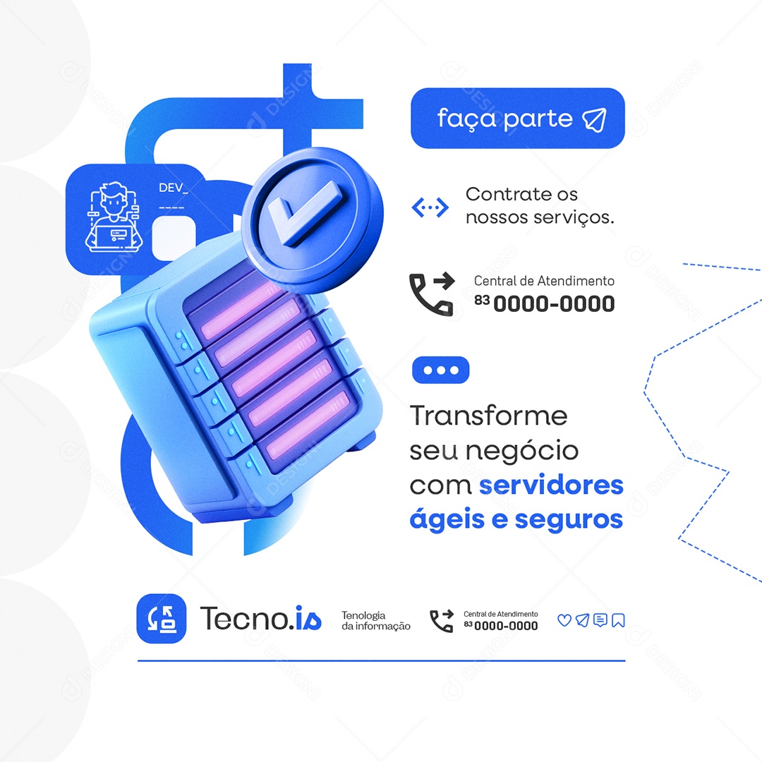 TI Transforme seu Negócio com Servidores Ágeis e Seguros Social Media PSD Editável