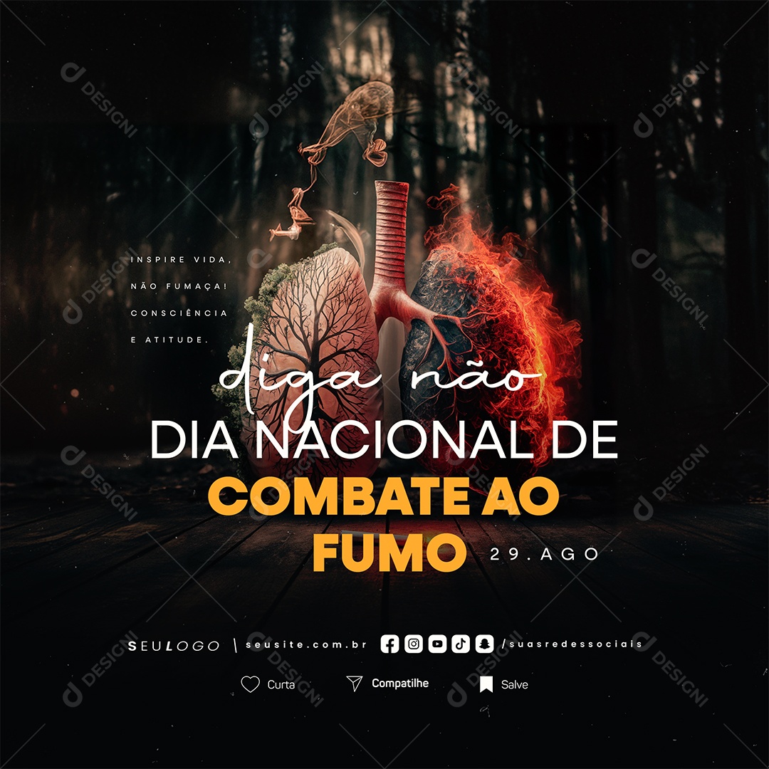 Dia Nacional de Combate ao Fumo 29 de Agosto Diga Não Social Media PSD Editável