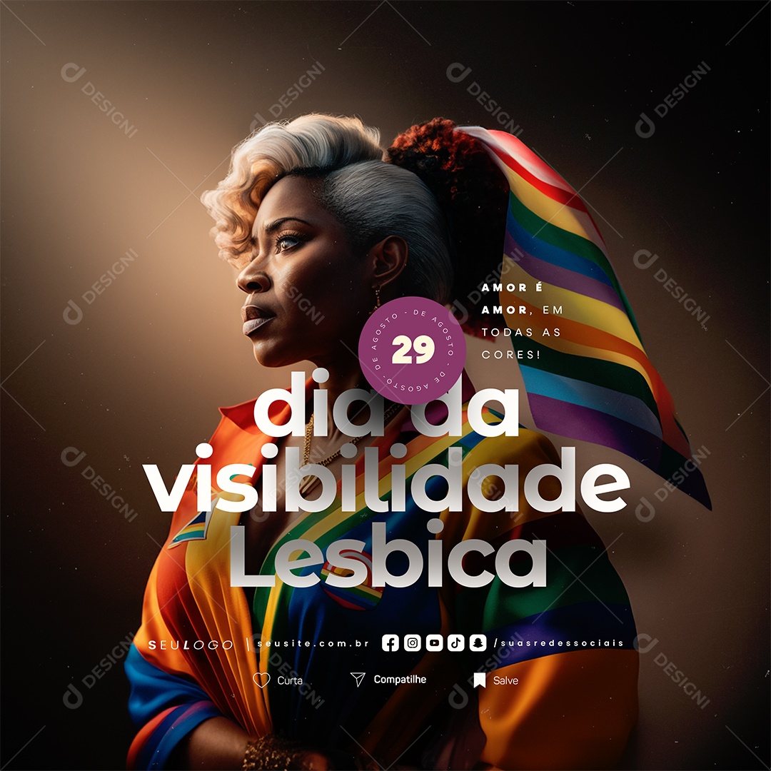 Dia Da Visibilidade Lésbica 29 de Agosto Amor é Amor Social Media PSD Editável