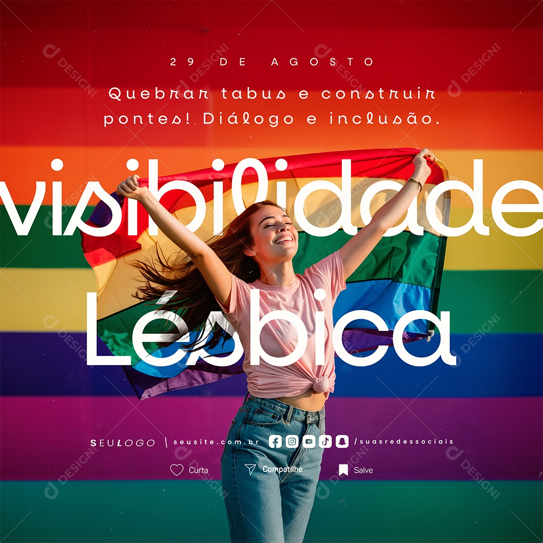 Dia Da Visibilidade Lésbica 29 de Agosto Quebrar Tabus Social Media PSD Editável
