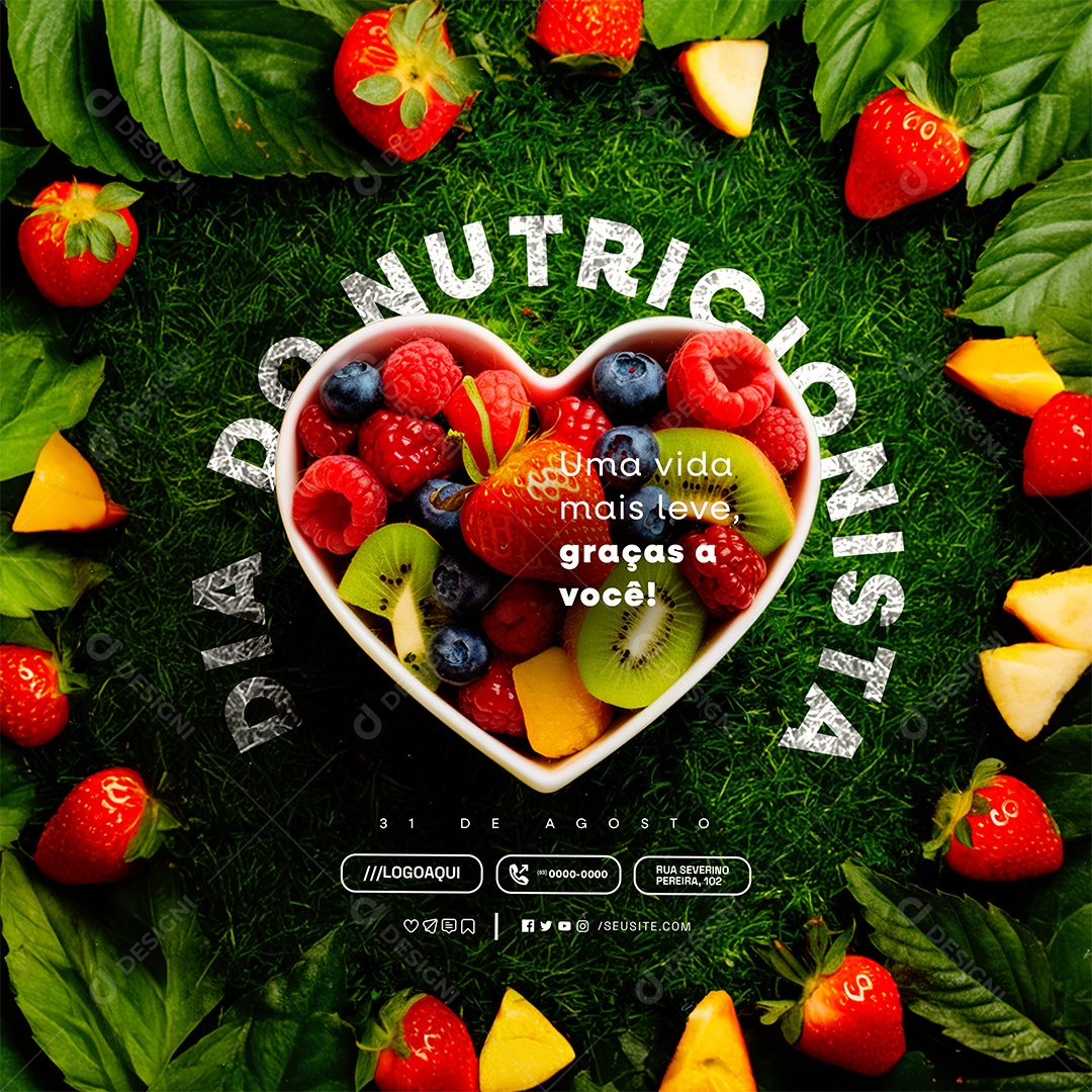 Dia Do Nutricionista 31 De Agosto Uma Vida Mais Leve Social Media PSD Editável