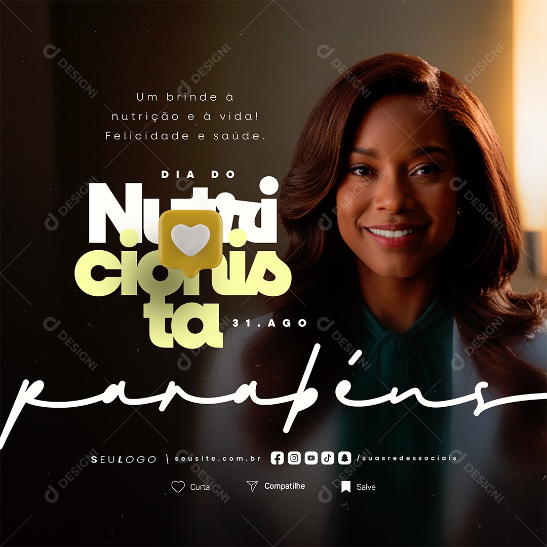 Dia Do Nutricionista 31 De Agosto Parabéns Social Media PSD Editável