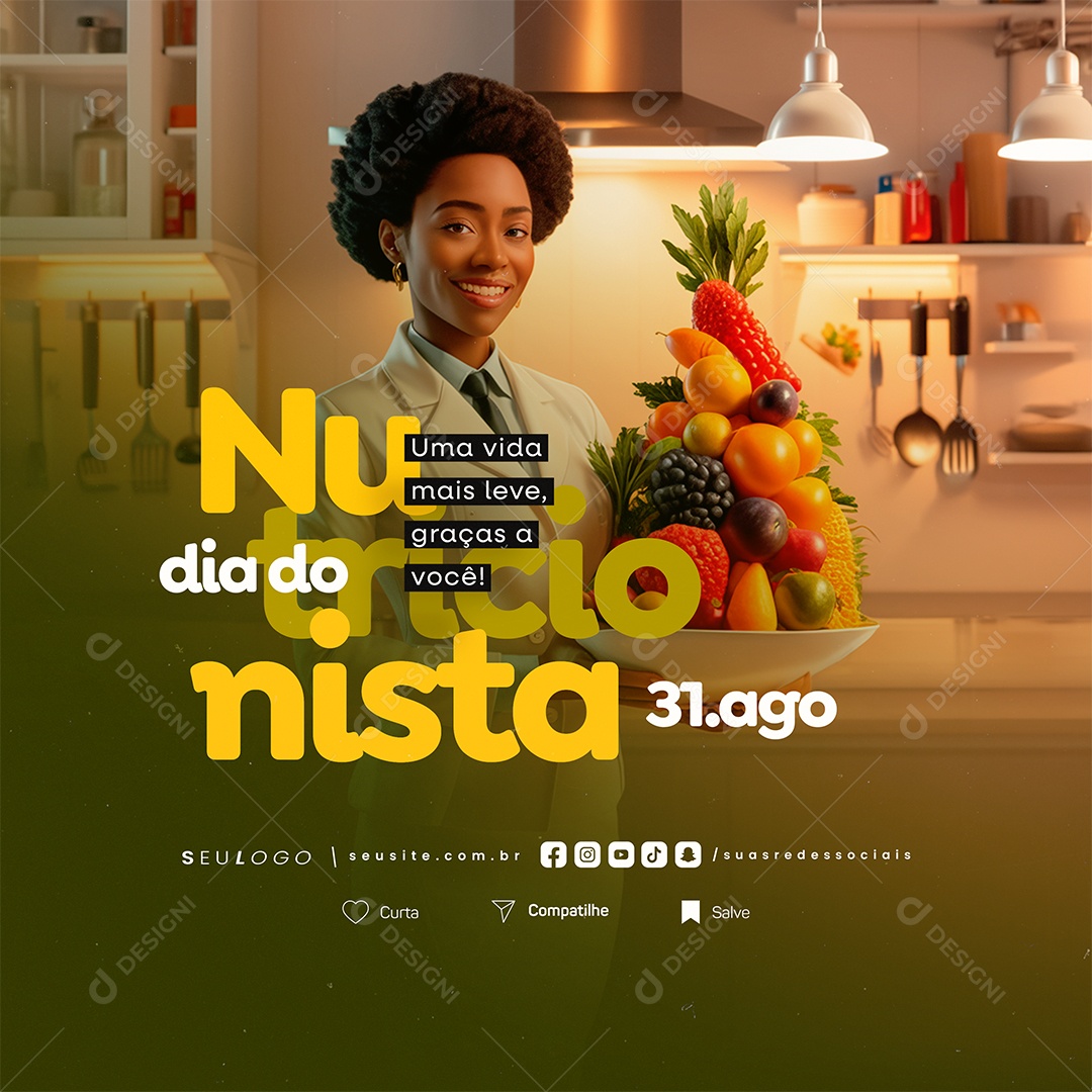 Dia Do Nutricionista 31 De Agosto Uma Vida Mais Leve Social Media PSD Editável