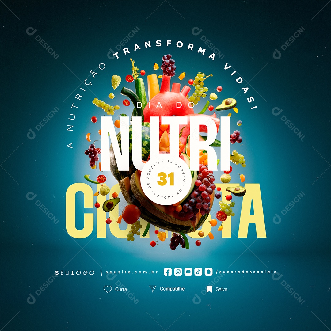 Dia Do Nutricionista 31 De Agosto A Nutrição Transforma Vidas Social Media PSD Editável