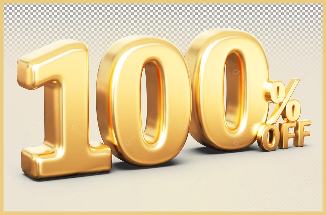 Desconto de 100% Elemento 3D Dourado para Composição PSD