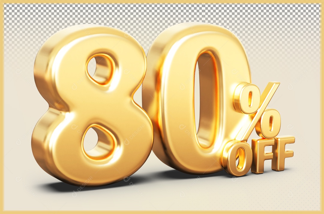 Desconto de 80% Elemento 3D Dourado para Composição PSD