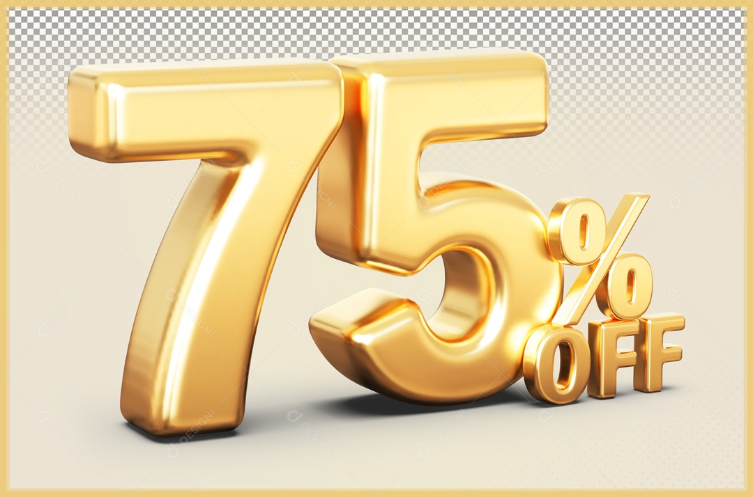 75% discount Golden 3D Element for PSD Composition