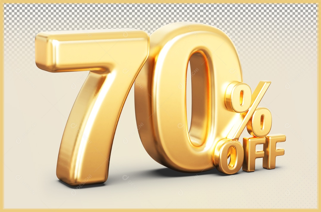 Desconto de 70% Elemento 3D Dourado para Composição PSD