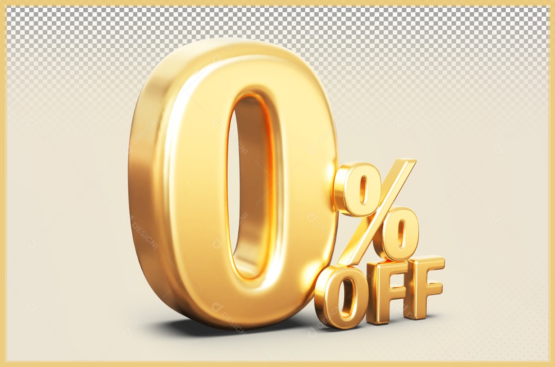 Desconto de 0% Elemento 3D Dourado para Composição PSD