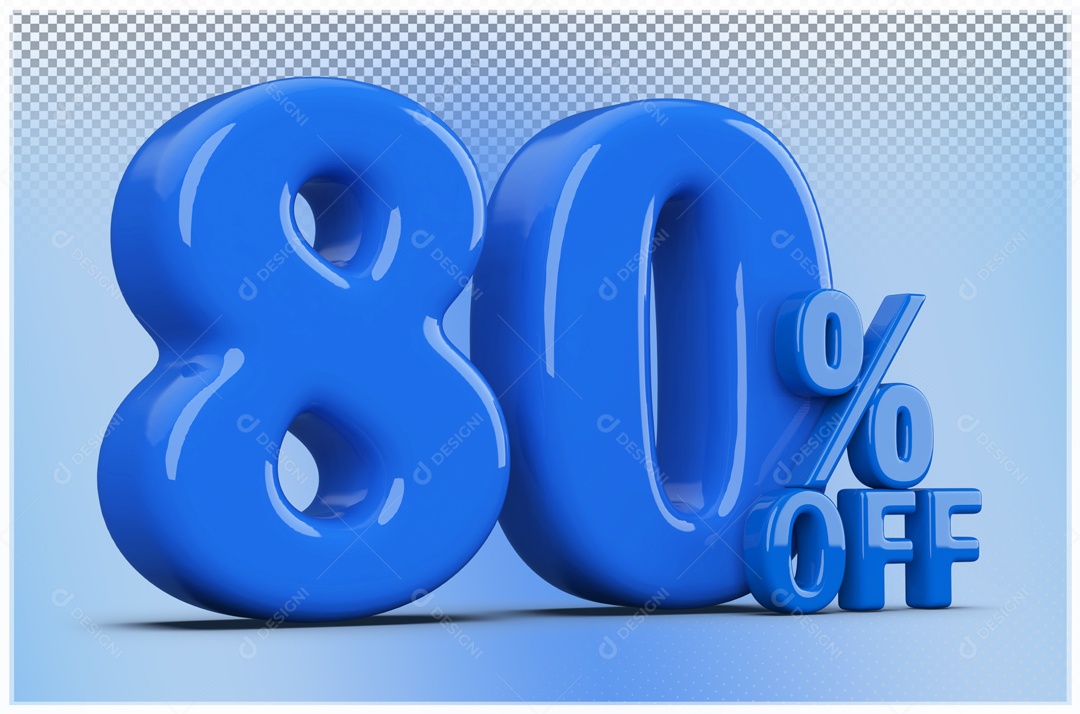 Desconto de 80% Elemento 3D Azul para Composição PSD