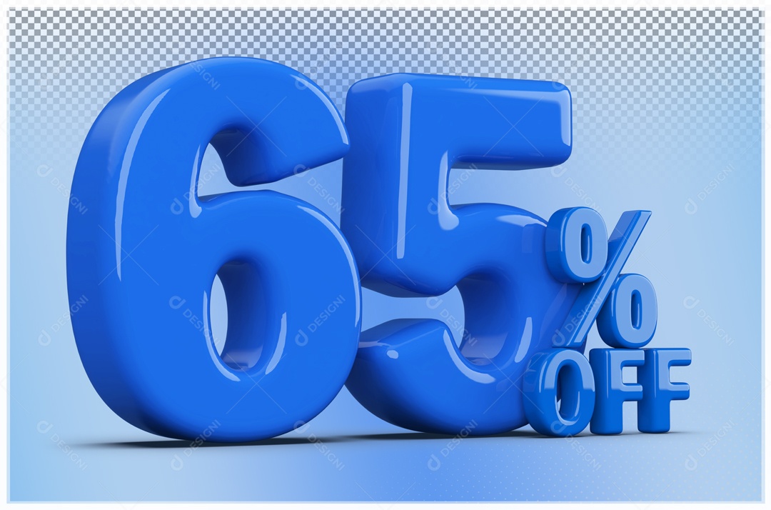 Desconto de 65% Elemento 3D Azul para Composição PSD