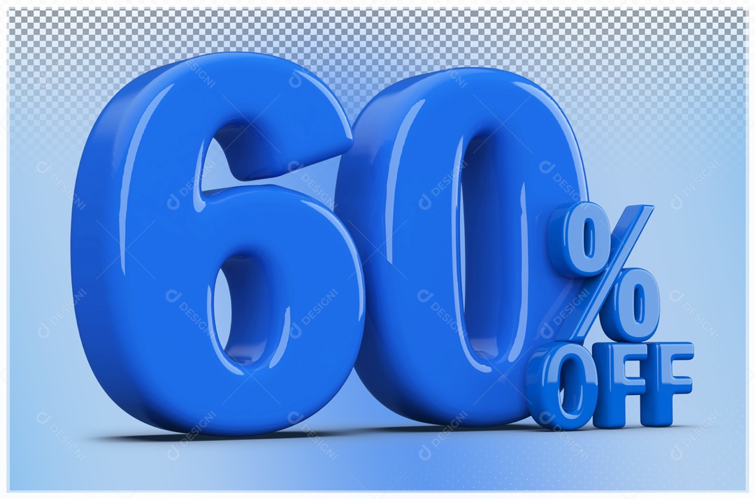 Desconto de 60% Elemento 3D Azul para Composição PSD