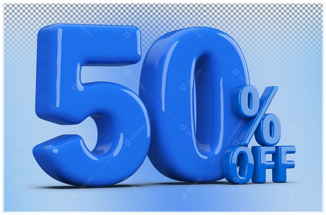 Desconto de 50% Elemento 3D Azul para Composição PSD