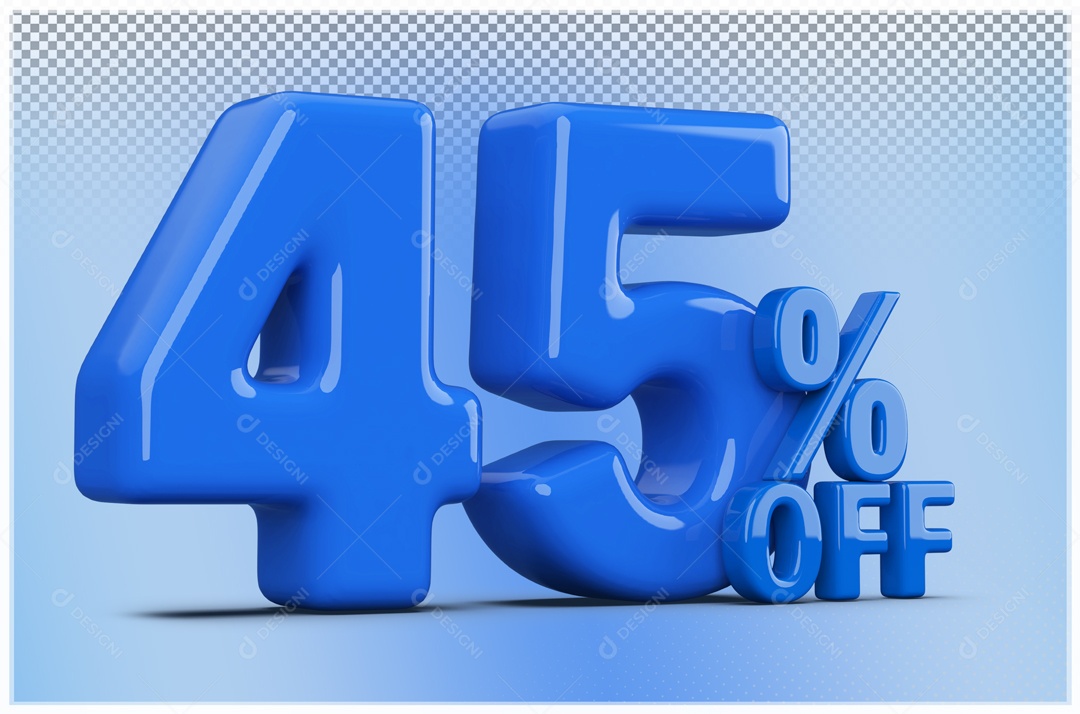 Desconto de 45% Elemento 3D Azul para Composição PSD
