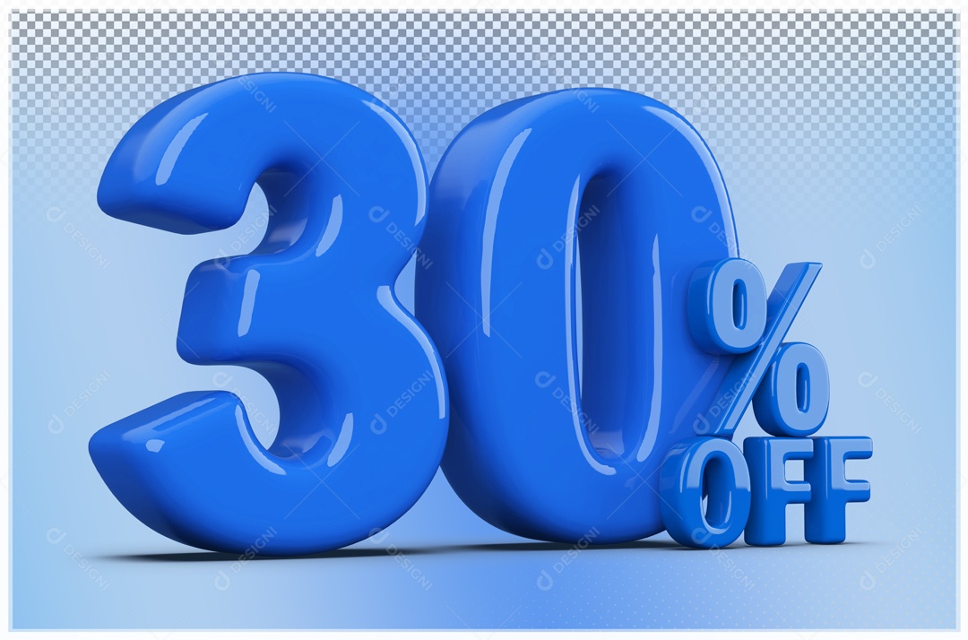 Desconto de 30% Elemento 3D Azul para Composição PSD