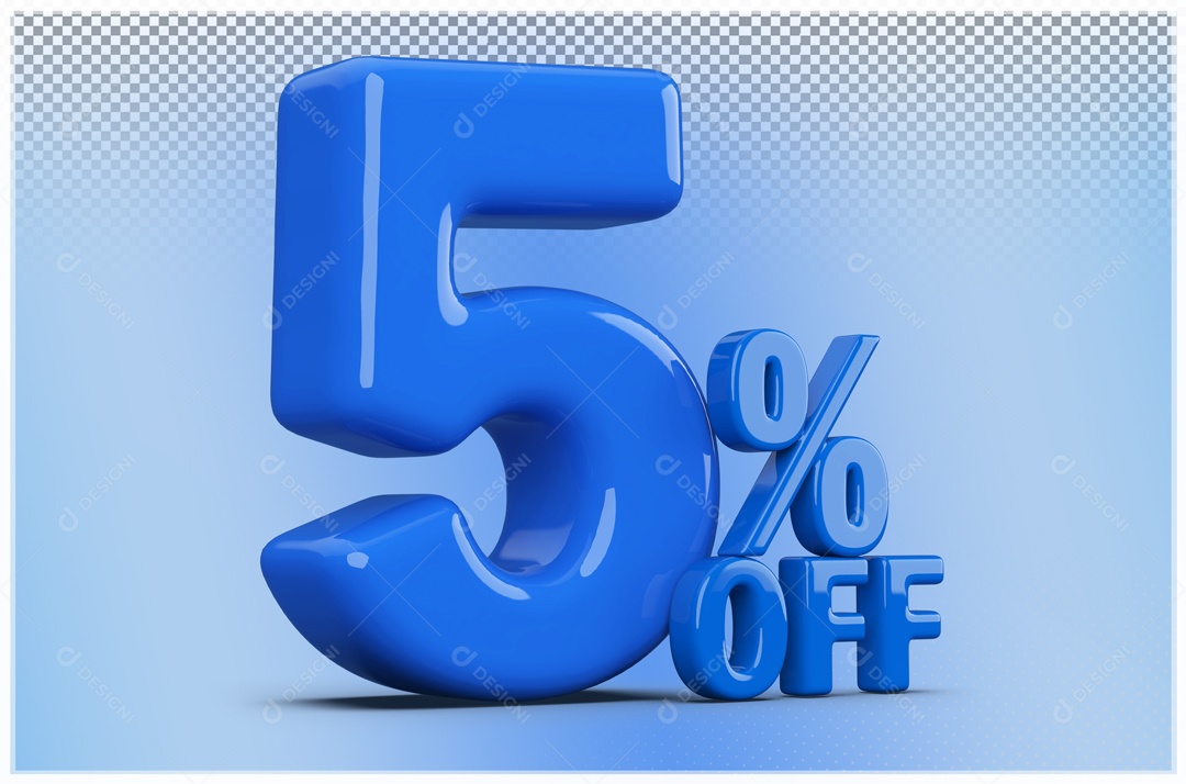 Desconto de 5% Elemento 3D Azul para Composição PSD