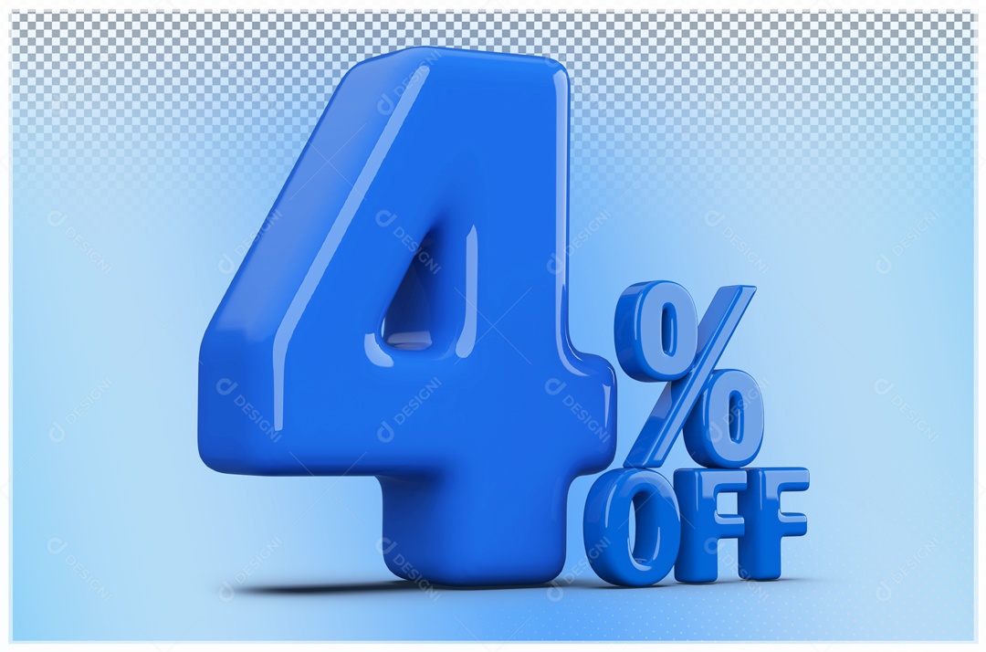 Desconto de 4% Elemento 3D Azul para Composição PSD