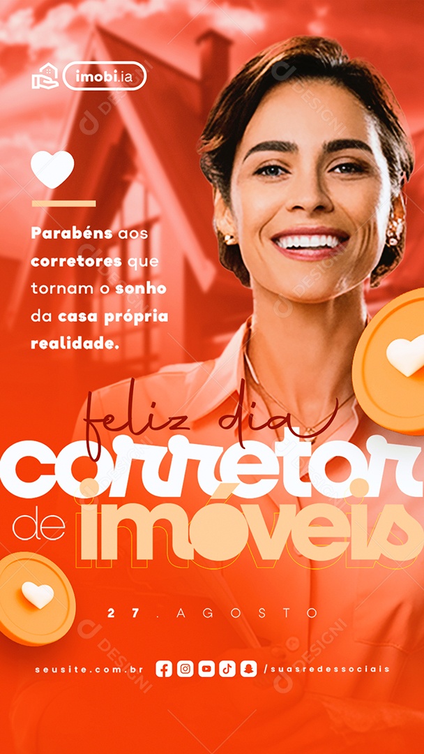 Story Feliz Dia do Corretor de Imóveis 27 de Agosto Social Media PSD Editável