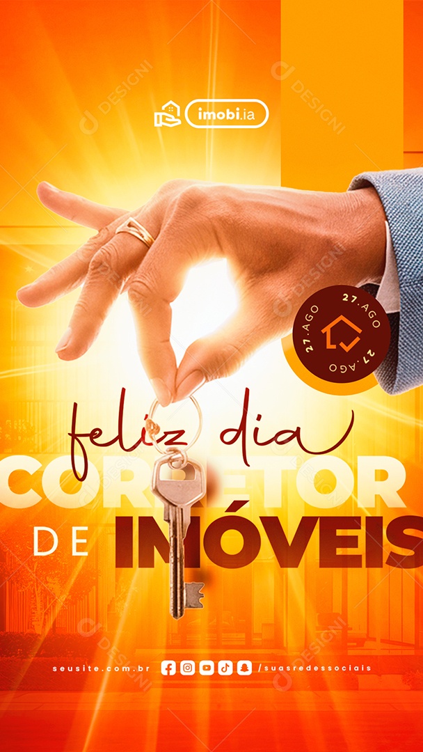 Story Feliz Dia do Corretor de Imóveis 27 de Agosto Social Media PSD Editável