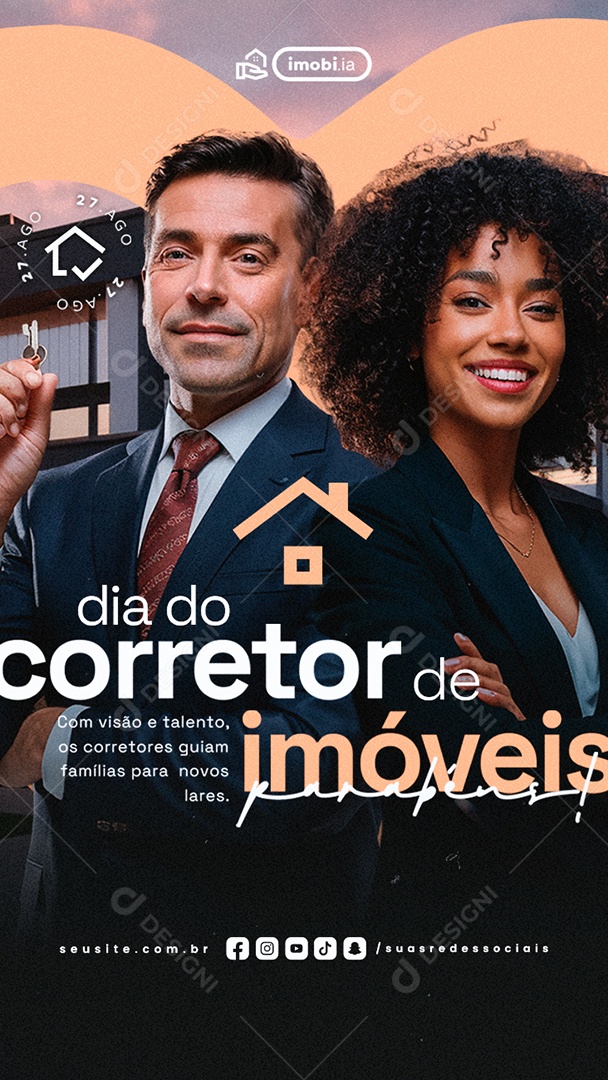 Story Dia do Corretor de Imóveis 27 de Agosto Parabéns Social Media PSD Editável