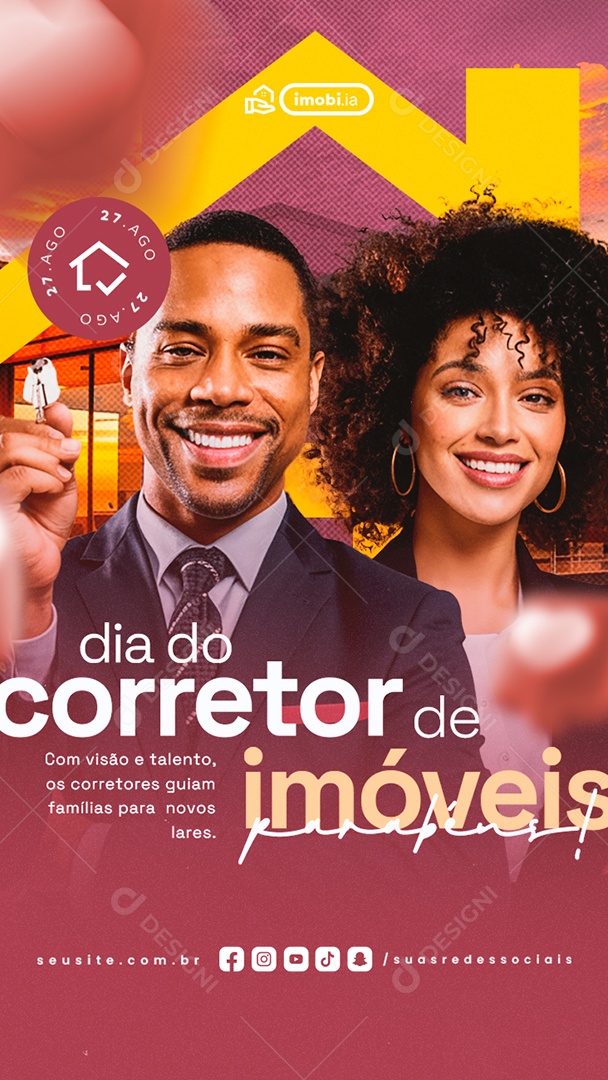 Story Dia do Corretor de Imóveis 27 de Agosto Com Visão e Talento Social Media PSD Editável