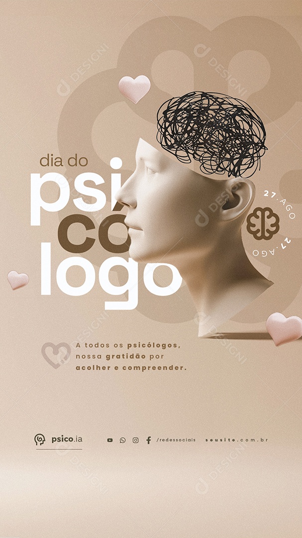 Story Feliz Dia Do Psicólogo 27 de Agosto Nossa Gratidão Social Media PSD Editável
