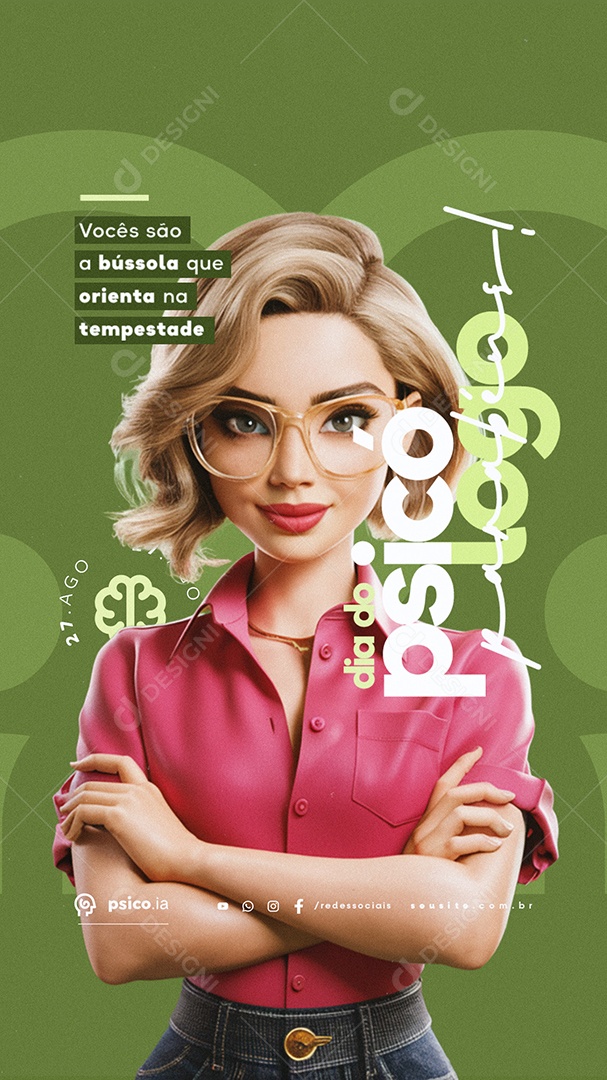 Story Feliz Dia Do Psicólogo 27 de Agosto Parabéns Social Media PSD Editável