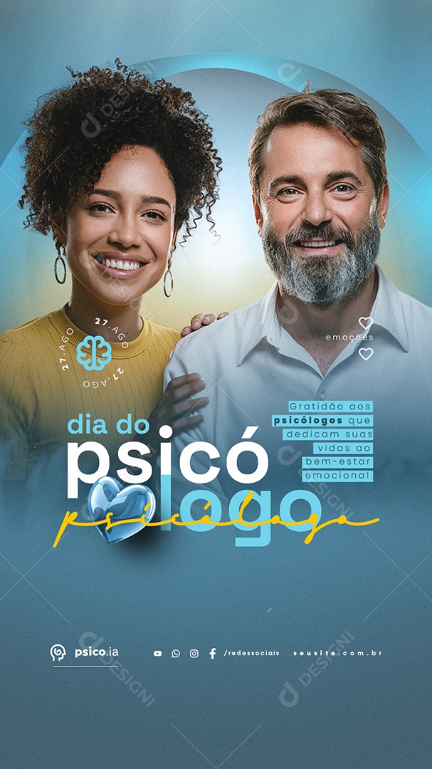 Story Dia Do Psicólogo 27 de Agosto Gratidão Social Media PSD Editável
