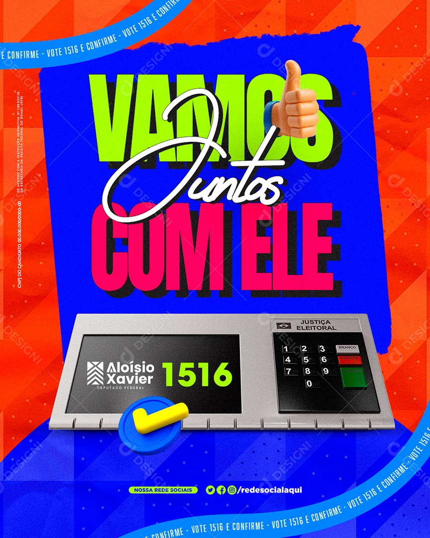 Política Vamos Juntos Com Ele Prefeito Aloísio Xavier Social Media PSD Editável