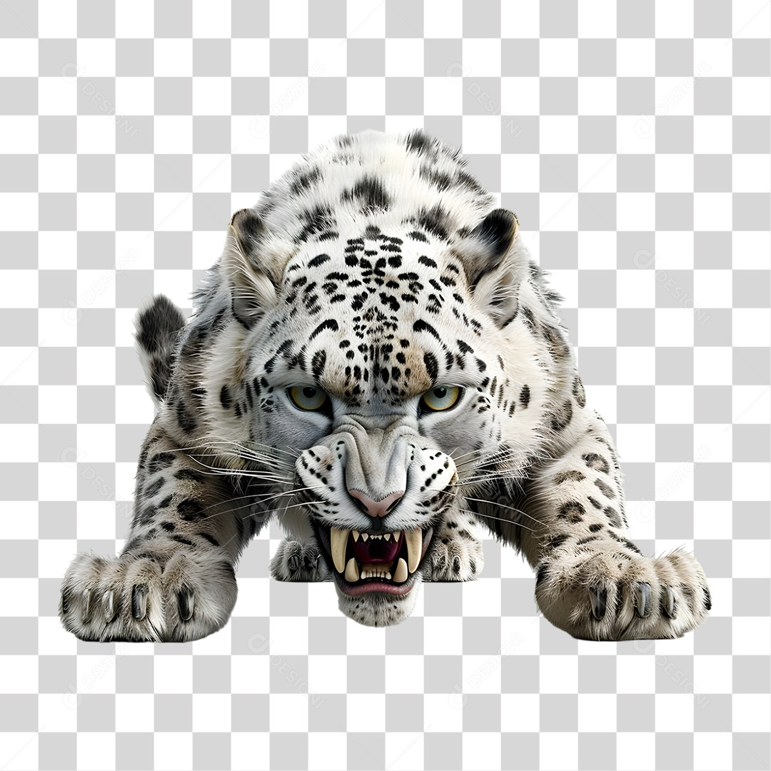 Leopardo da Neve PNG Transparente