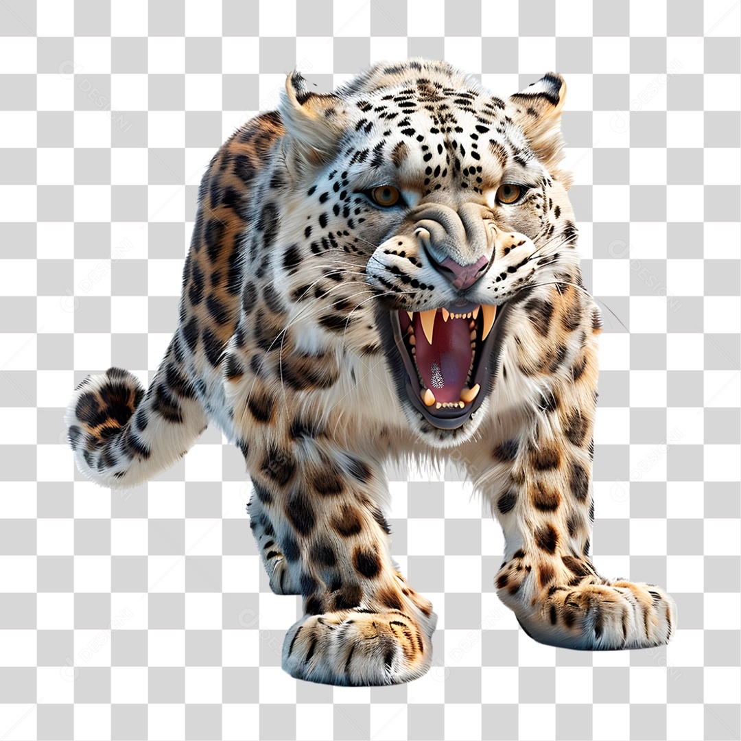 Leopardo da Neve PNG Transparente