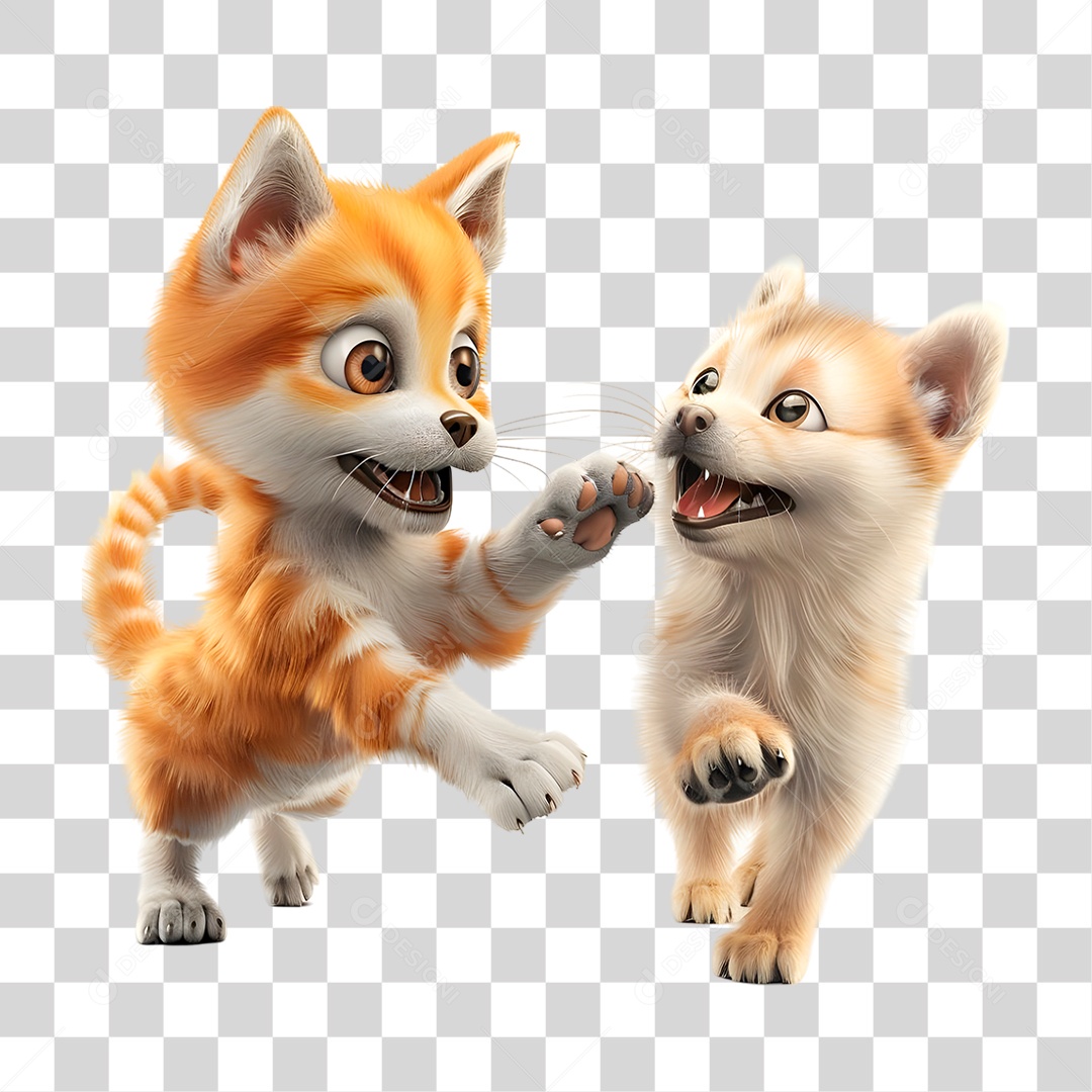 Cachorro com Gato PNG Transparente