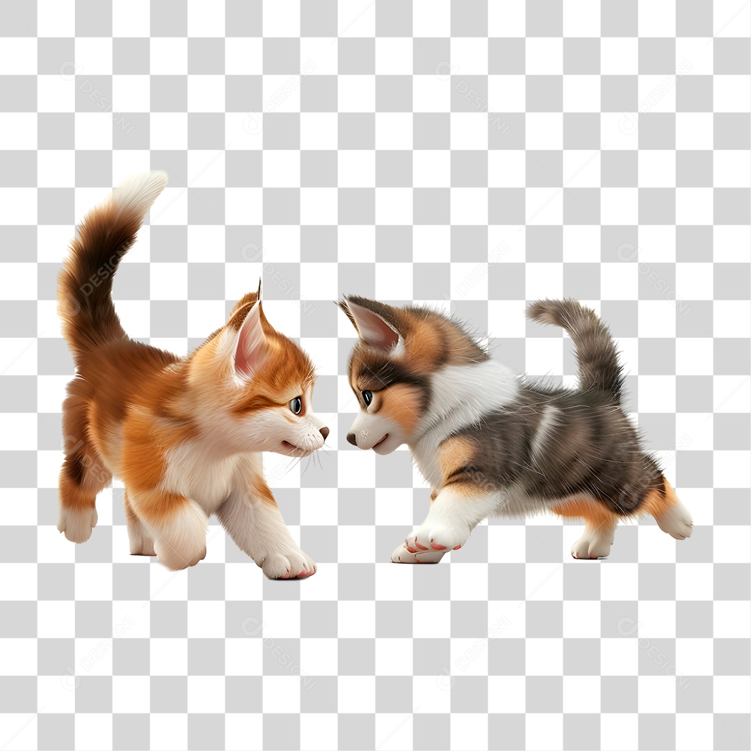 Cachorro com Gato PNG Transparente