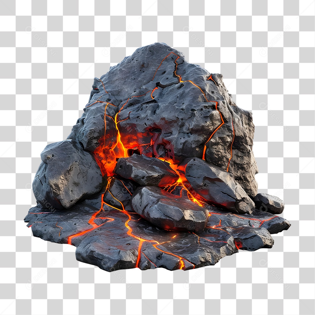 Pedra com Larva PNG Transparente