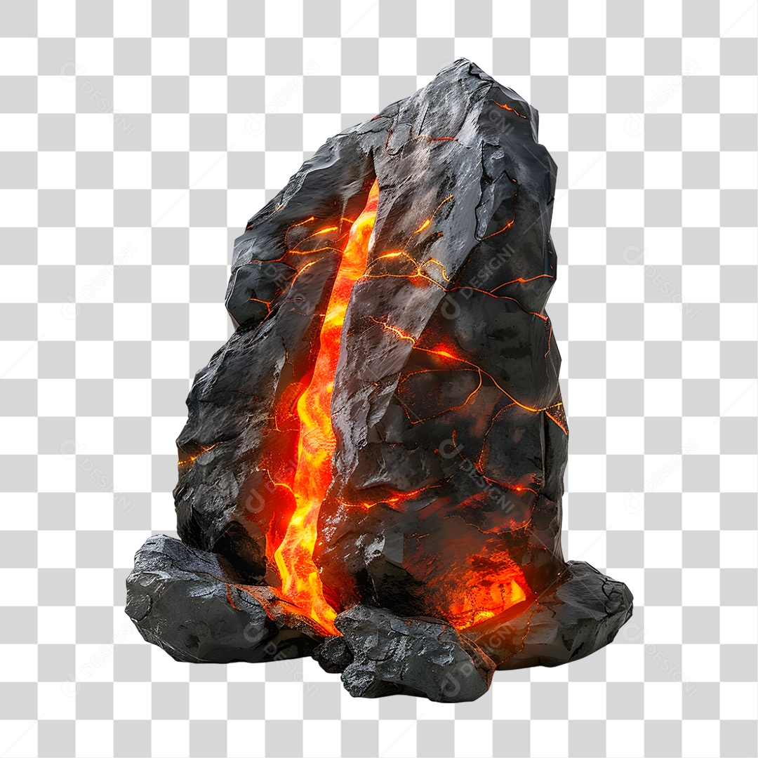 Pedra com Larva PNG Transparente