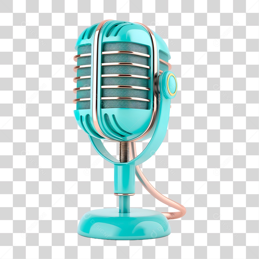 Microfone Azul PNG Transparente