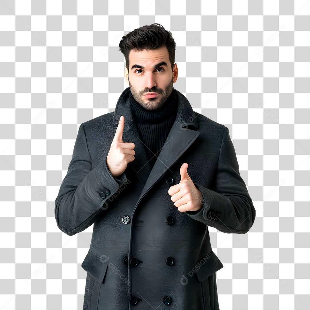 Homem de Preto Fazendo Sinais PNG Transparente