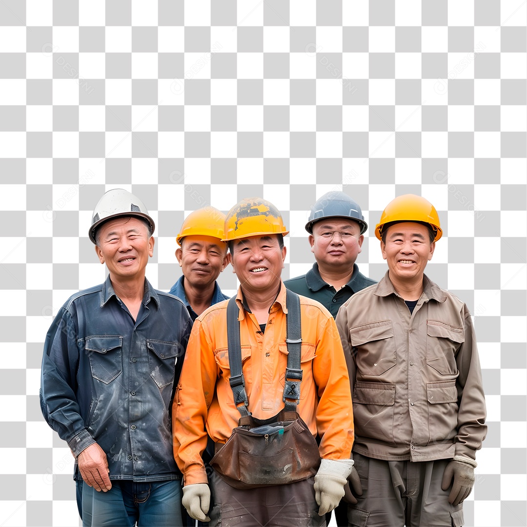 Homens com Capacete deTrabalho PNG Transparente