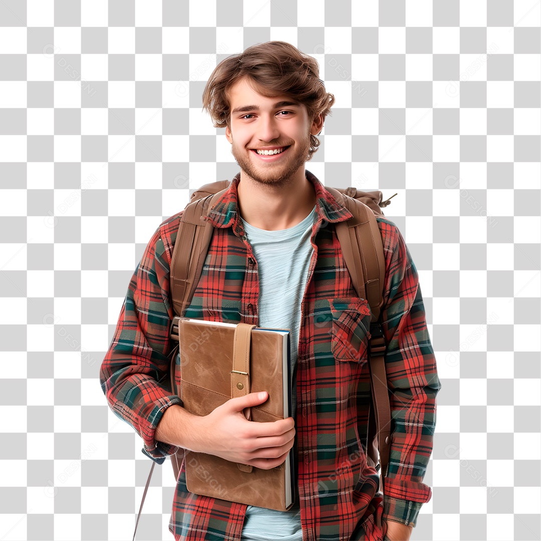 Homem com Mochila Nas Costas PNG Transparente