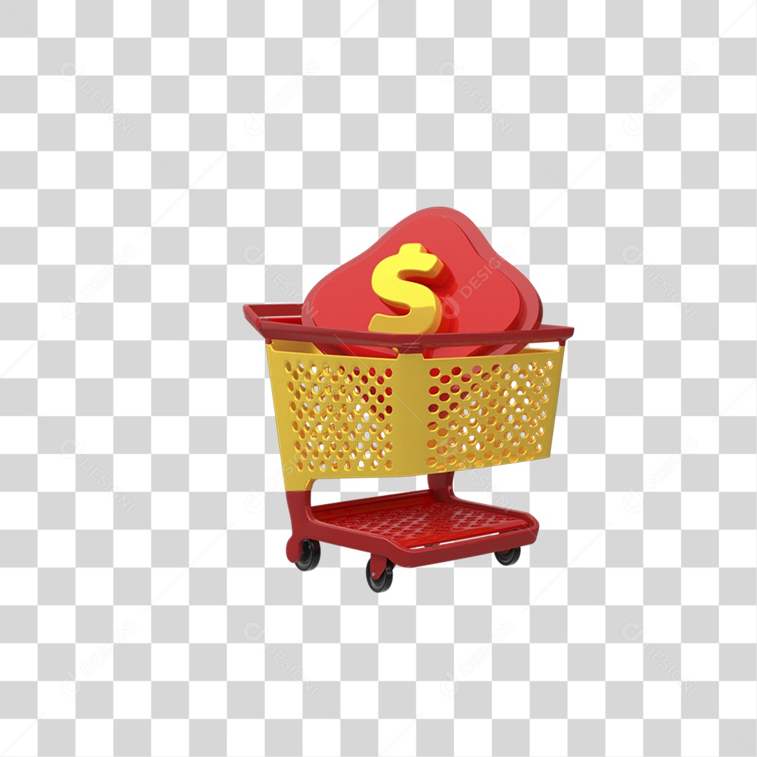 Elemento 3D Carrinho Cheio PNG Transparente