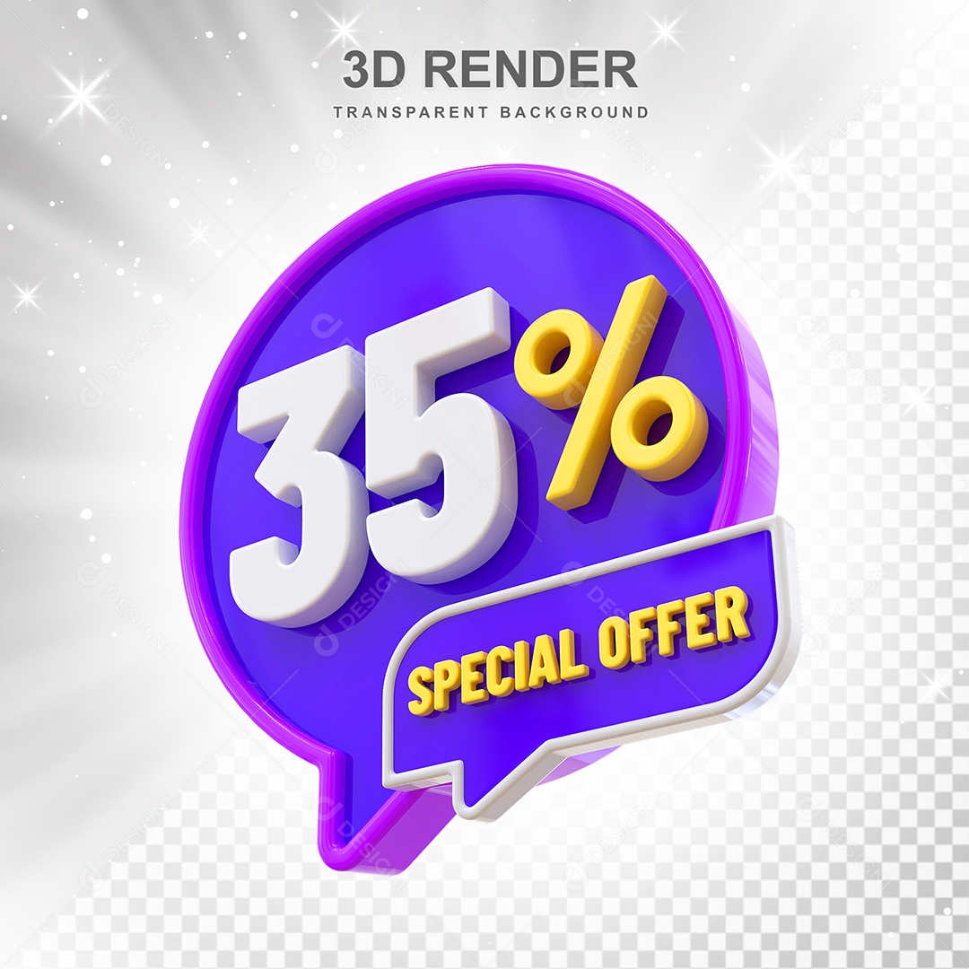 Número 3D 35% Roxo Special Offer Elemento Para Composição PSD
